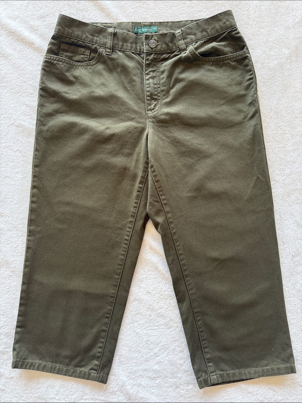 Lauren Jeans Co Ralph Lauren Olive Green Casual Pants Cotton Twill Jeans Vintage